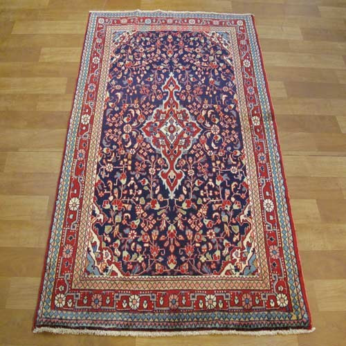 خرید آنلاین، فرش دستباف جوزان ملاير کد 38940 با نقشه شیک در طرح لچک و ترنج سایز ذرع و نيم رنگ زمینه سرمه اي و حاشیه لاكي، زیر قیمت بازار | چترزندگی