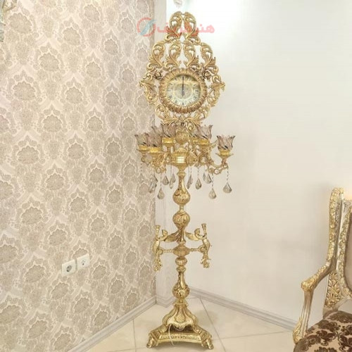 خرید آنلاین، آباژور ساعتی از جنس آلیاژ با آبکاری برنج 4 شاخه بسیار شیک دارای 5 سال گارانتی، زیر قیمت بازار | چترزندگی