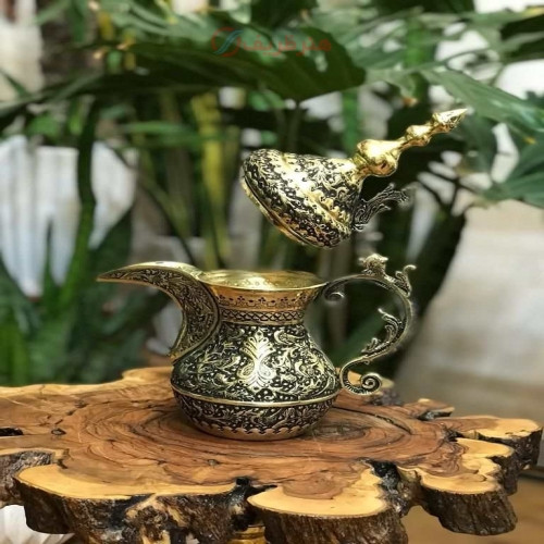 خرید آنلاین، دله عربی برنجی با قلم زنی طرح گل و مرغ، سنگین وزن، بسیار مدرن و جدید، زیر قیمت بالا | چترزندگی