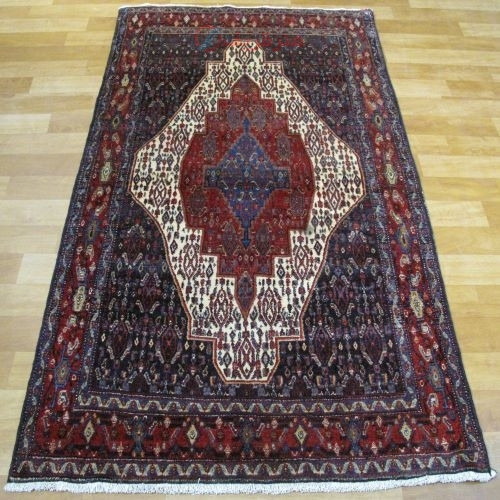 خرید آنلاین، فرش بافت شده با دست، سنندج طرح لچک و ترنج، زمینه كرم رنگ با حاشیه لاكي کد ۳۹۸۵۱، قیمت مناسب | چترزندگی