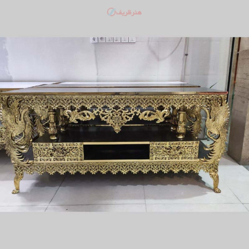 خرید آنلاین، میز تلویزیون با ستون های طرح طاووس 2 طبقه، ساخته شده از آلیاژ آلومینیوم با کیفیت بالا و زیبا و شیک، زیر قیمت بازار | چترزندگی