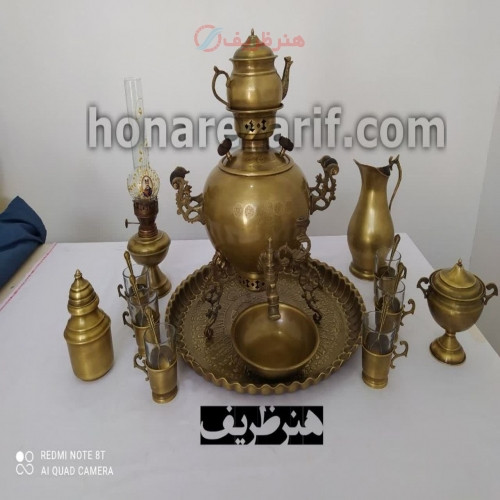 خرید آنلاین، سرویس زیبای سماور 6 لیتری برنجی زغالی، 3 پایه، مدل جهان نما، دسته توری با کیفیت اعلاء، زیر قیمت بازار | چترزندگی