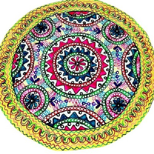 خرید آنلاین، رومیزی پر طرح گرد سوزن دوزی و آینه کاری B-6 با پارچه کتان اعلاء، دوخت عالی و بادوام، با قیمتی مناسب | چترزندگی