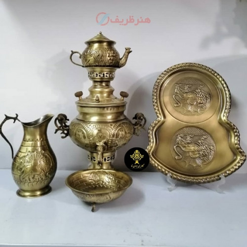 خرید آنلاین، ست دست ساز سماور 3.5 لیتری زغالی برنجی با روکش نانو، کیفیت عالی | چترزندگی