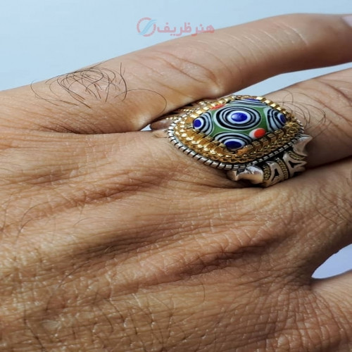 خرید آنلاین، انگشتر مردانه با مهره باستانی ساسانی رکاب طلا نقره و چنگ تمام طلا، دست ساز، رکاب کار شده، زیر قیمت بازار | چترزندگی