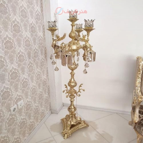 خرید آنلاین، آباژور 4 شاخه روشنایی در طرح فرشته شاخه برگدون جنس آلیاژ آلومنیوم با آبکاری برنج و ضمانت رنگ، زیر قیمت بازار | چترزندگی