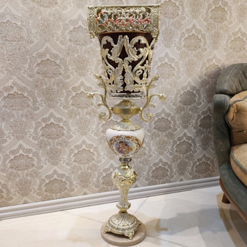 خرید آنلاین، سطل و جادستمال آلیاژ آلومنیوم آبکاری برنز، پایه سرامیکی مدل شمعدان با ضمانت، زیر قمیت بازار | چترزندگی