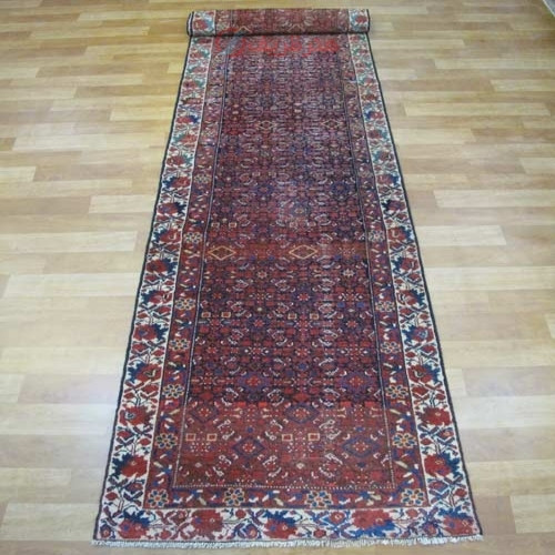 خرید آنلاین، فرش بافته شده با دست آنتیک ملاير طرح سراسر، رنگ زمینه سرمه اي با حاشیه كرم کد ۳۹۲۶۷، زیر قیمت بازار | چترزندگی