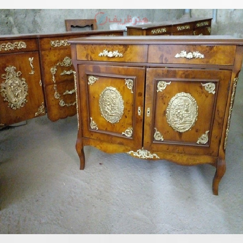 خرید، قیمت و مشخصات، کنسول دو درب معرق کاری، رنگ درجه یک پولیشی و طراحی شیک و آنتیک با ضمانت، زیر قیمت بازار | چترزندگی