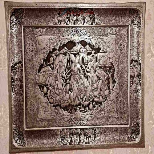 خرید آنلاین، تابلو مسی تمام قلمزنی شده با طرح منظره قلم دست عالی، خاص و تک دارای امضاء، زیر قیمت بازار | چترزندگی