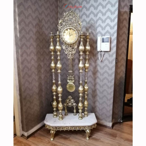 خرید آنلاین، ساعت ایستاده با 4 ستون گنبد دار، جنس آلیاژ آلومینیوم با آبکاری برنز، دارای ضمانت رنگ، زیر قیمت بازار | چترزندگی