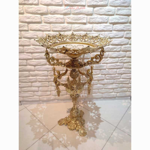 خرید آنلاین، کنارسالنی با ستون 3 فرشته و پایه شاخکی از جنس آلیاژ آلومنیوم با آبکاری برنز، 5 سال ضمانت رنگ، زیر قیمت بازار | چترزندگی