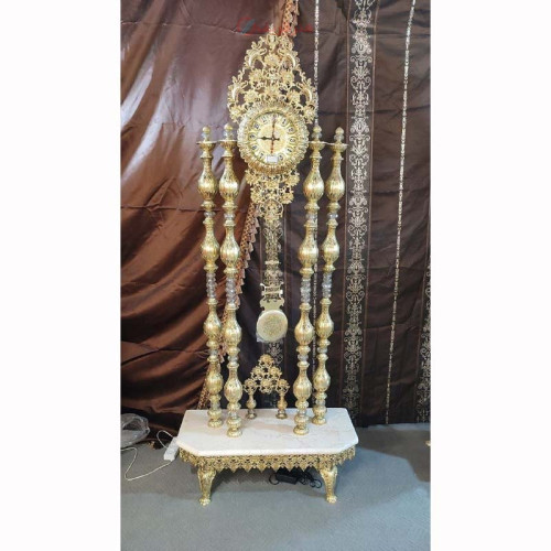 خرید آنلاین، ساعت شکیل پایه سنگی با 4 ستون، جنس آلیاژ آلومنیوم آبکاری برنج دارای ضمانت 5 ساله، زیر قیمت بازار | چترزندگی