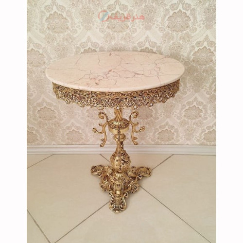 خرید آنلاین، میز تلفن آلیاژ آلومنیوم مدل سه رخ شاخکی بیضی با آبکاری برنز، قطر 40، زیر قیمت بازار | چترزندگی