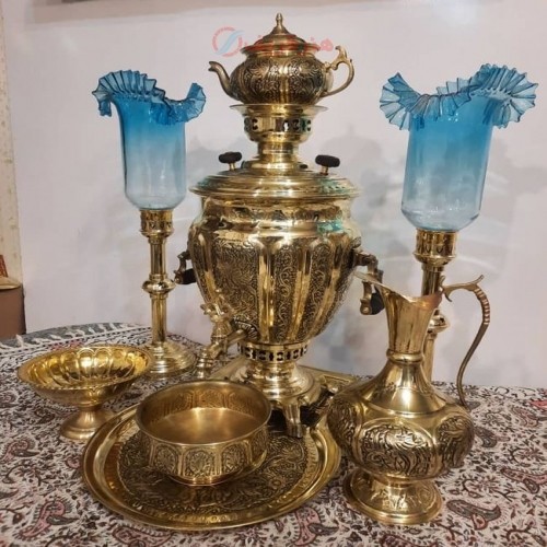 خرید آنلاین، سرویس سماور7 لیتری قلمزنی زغالی برنجی با ورق ضخیم بدون تغییر رنگ کیفیت اعلاء، با قیمتی بسیار مناسب | چترزندگی