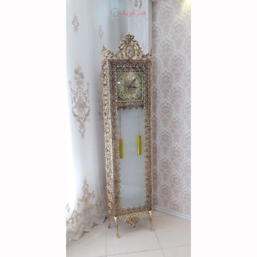 خرید آنلاین، ساعت ایستاده آلیاژ آلومنیوم مدل تاج دار با گل آبشاری، آبکاری شده با برنز، قیمت مناسب | چترزندگی