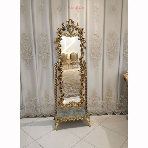 خرید آنلاین، آینه قدی متحرک مدل گل پیچک، صفحه شیشه ای، آلومینیوم درجه 1 همراه کارت گارانتی و ضمانت کالا، قیمت عالی | چترزندگی