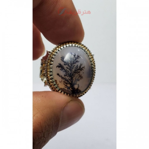 خرید آنلاین، انگشتر شیک مردانه با نگین شجر تک درخت کلکسیونی، رکاب طلا و نقره دست ساز، زیر قیمت بازار | چترزندگی