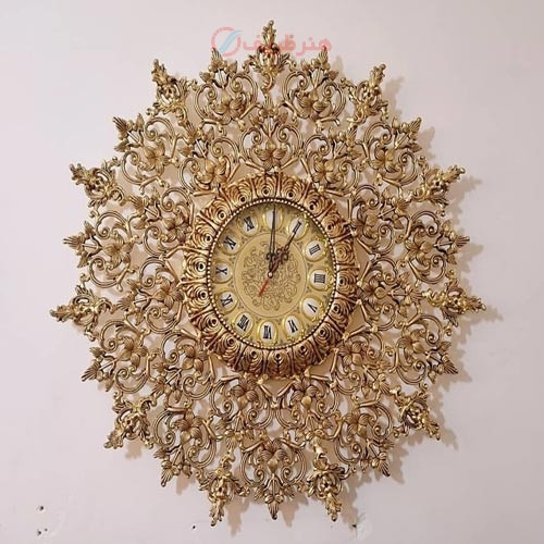 خرید آنلاین، ساعت دیواری مدل گل و برگ با قلب از جنس آلیاژ آلومنیوم با آبکاری برنز، کیفیت عالی، قیمت عالی | چترزندگی