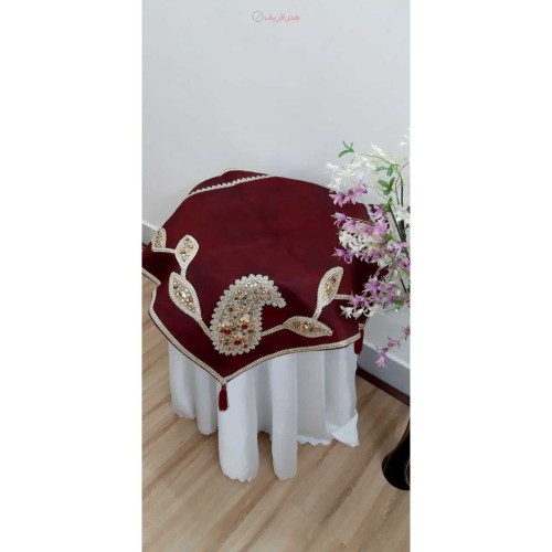 خرید آنلاین، رومیزی مخمل مربع سنگ دوزی B-19 سنگ دوزی تمیز روی پارچه تور، زیر قیمت بازار | چترزندگی