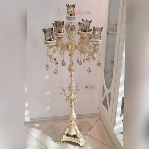 خرید آنلاین، آباژور آلیاژی آلومنیوم طرح شاخه برگی بازنبق سرامیکی، 4 شاخه 9 روشنایی، ارتفاع 170 با آبکاری برنز، زیر قیمت بازار | چترزندگی