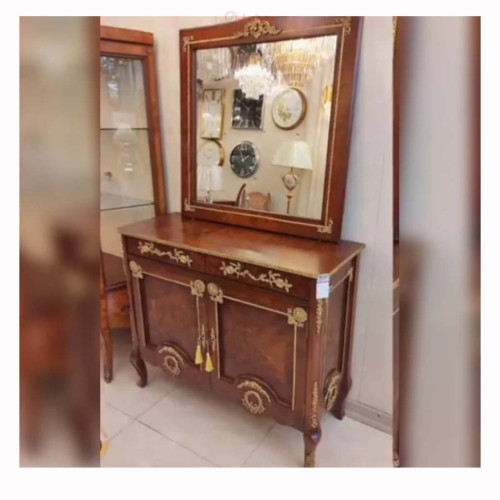 خرید آنلاین، آینه کنسول کلاسیک، ساخته شده از چوب روس با روکش مازول ایتالیایی، برنز برنج، 2 در، زیر قیمت بازار | چترزندگی