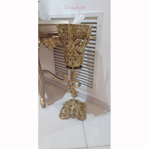 خرید آنلاین، سطل و جا دستمال آلیاژ، پایه برگی با آبکاری برنجی، طلایی رنگ ساخت اصفهان، زیر قیمت بازار | چترزندگی