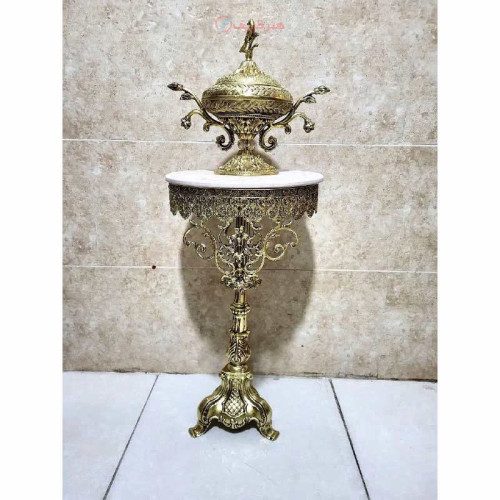 خرید آنلاین، میز تلفن پایه کمدی، جنس آلیاژ آلومینیوم با آبکاری برنج، دارای گارانتی ثبات رنگ، قیمت مناسب | چترزندگی