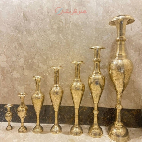 خرید آنلاین، گلدان برنجی هندی، ساده و شیک در 7 سایز متفاوت، قلم زنی هندوستان، زیر قیمت بازار | چترزندگی