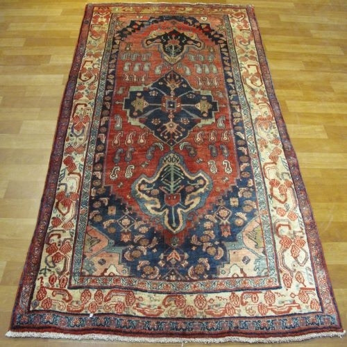 خرید آنلاین، فرش هنر بافت دست آنتیک بيجار ۶۰ ساله طرح لچک و ترنج سایز قاليچه رنگ زمینه لاكي رنگ حاشیه كرم کد ۴۰۰۱۷، قیمت عالی | چترزندگی