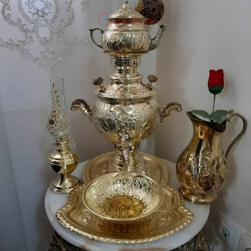 خرید آنلاین، ست سماور 3 لیتری زغالی برنجی مدل عروس، قلم کاری خاص با کیفیت بالا، زیر قیمت بازار | چترزندگی