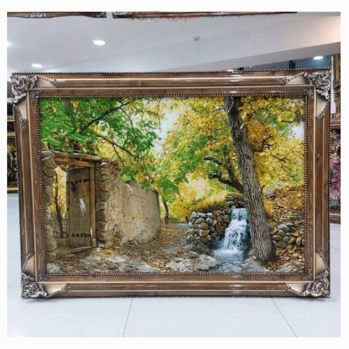 خرید آنلاین، تابلو فرش تبریز هنر دست با طرح بی نظیر کوچه باغ، سایز بزرگ مارکدار، رج 50 و چله ابریشم، زیر قیمت بازار | چترزندگی