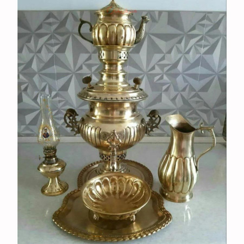 خرید آنلاین، ست سماور 4 لیتری تمام برنج  زغالی، رنگ آنتیک، کیفیت تضمینی، زیر قیمت بازار | چترزندگی