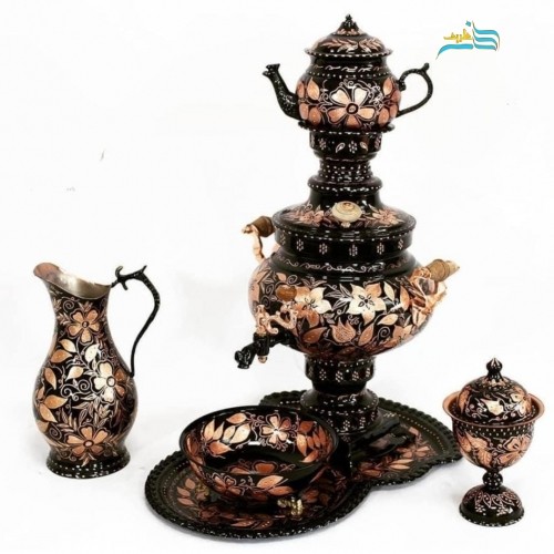 خرید آنلاین، سرویس سماور 6 لیتری مسی الماس تراش ورق مس ضخیم، با ثبات رنگ، کیفت بالا، زیر قیمت بازار | چترزندگی