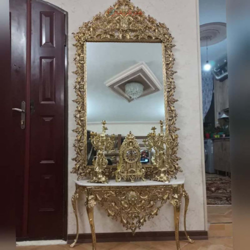 خرید آنلاین، آینه کنسول طرح شاخ و برگی از جنس آلیاژ آلومنیوم با آبکاری برنز، همراه با ضمانت نامه، زیر قیمت بازار | چترزندگی
