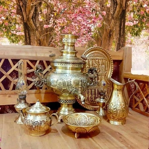 خرید آنلاین، سرویس طلایی سماور ذغالی 6 لیتری برنجی، همراه با گارانتی بسیار کاربردی، زیر قیمت بازار | چترزندگی