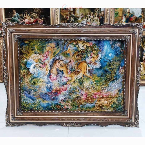 خرید آنلاین، تابلو فرش بافت برجسته کار دست تبریز، طرح دایره هستی، چله ابریشم، رج 50، زیر قیمت بازار | چترزندگی