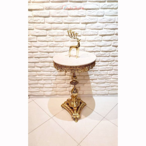 خرید آنلاین، میز خاطره گرد با پایه کاملا شکیل و مدرن در  قطر 50 جنس آلیاژ آلومنیوم با آبکاری برنز، ضمانت ثبات رنگ، زیر قیمت بازار | چترزندگی