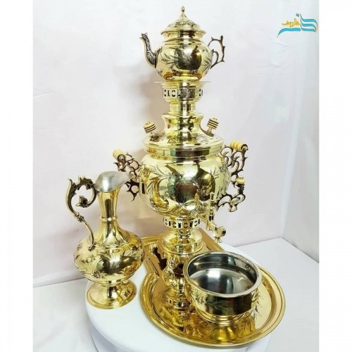 خرید آنلاین، سماور برنجی زغالی 6 لیتری، داخل قلع کاری شده، کیفیت درجه 1 صادراتی، شکیل و براق، قیمت مناسب