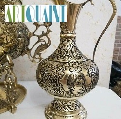 سماور برنجی 6 لیتری عدسی سه پایه مشابه روسی، سفارشی و با کیفیت عالی،  با قلمزنی ظریف