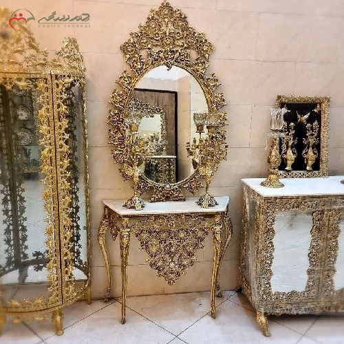 آینه شمعدان تاج دار و طرح فرشته با رنگ طلایی درجه یک و طراحی بی نظیر - چترزندگی