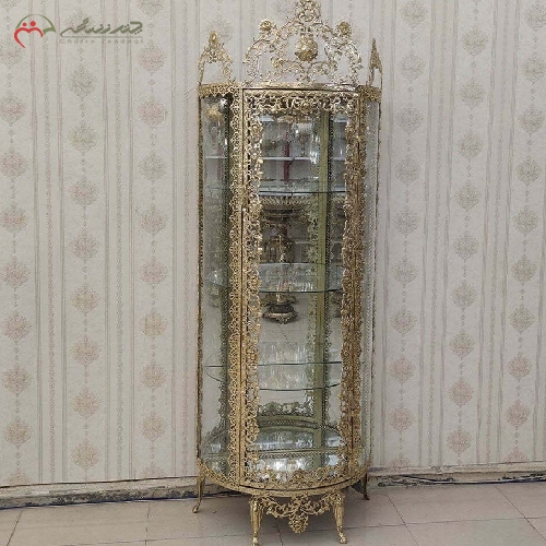 بوفه سه طبقه طرح گل سرخ بدنه تمام برنزی و رنگ آبکاری شده با ضمانت و طراحی شیک کد 7501 - چترزندگی