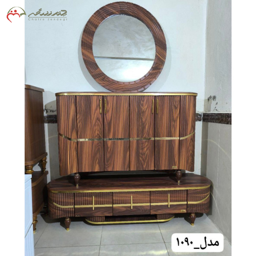 ست چوبی میز تلویزیون و آینه کنسول جذاب_چترزندگی