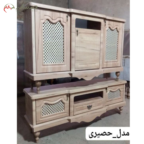 ست چوبی آینه کنسول و میز تلویزیون مدل حصیری