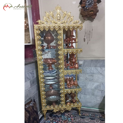 بوفه آبکاری کنار سالنی پایه دار چهار طبقه مدل تاج دار
