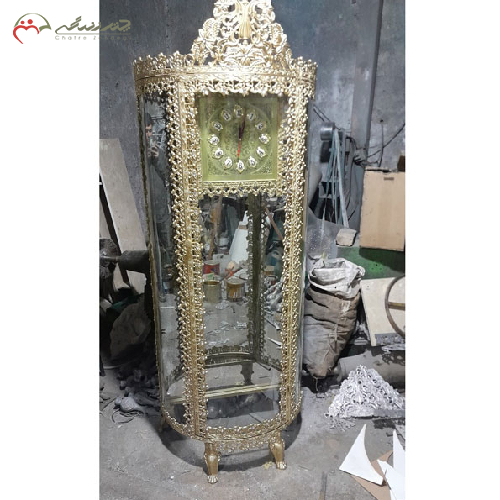 بوفه ساعت دار با آبکاری آلومینیوم تاج دار مدل جدید_ چترزندگی