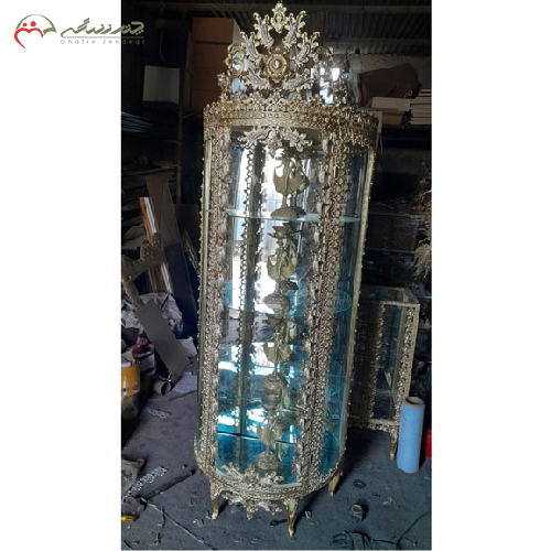 بوفه گرد با آبکاری آلومینیوم پایه دار مدل تاج دار