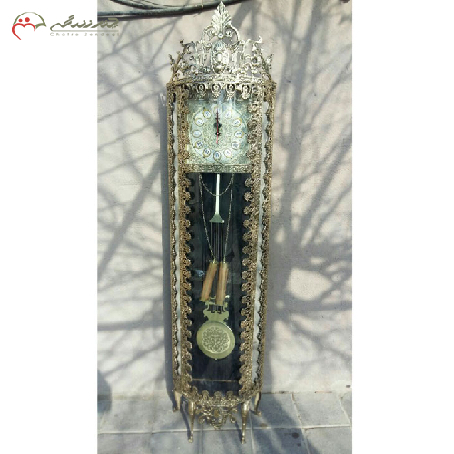 ساعت ایستاده برنزی نیم گرد با حاشیه گل، پس زمینه مشکی مدل جدید_ چترزندگی