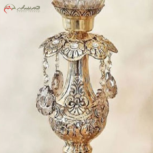شمعدان پایه دار برنزی مدل گل