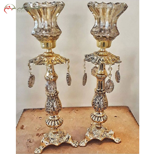 شمعدان برنزی آویز دار طرح گل لاله ساده و شیک_ چترزندگی